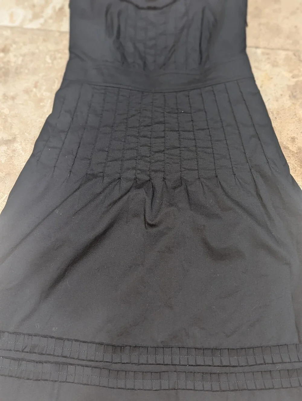 Tory Burch Black Pintuck A-Line Dress Women’s Size 2 Sleeveless Ruffle Trim